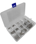 Stainless Steel 304 Cotter Pin Set, 150-Piece Assortment Kit From M1 To M3, Rust Resistant For Mechanical Fastening And Industrial Applications, Includes Durable Storage Box And Organized Compartments, open box with assorted pins