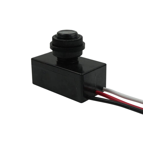 2 Pack DC 8-50V Photoelectric Light Control Switch Dusk To Dawn Sensor for Outdoor Lighting, black rectangular design, three-wire install