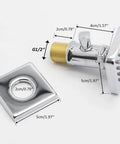 Solid Brass Shower Body Jets With Adjustable Flow In Polished Chrome Round Design, showing valve and dimensions.