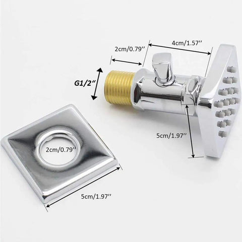 Solid Brass Shower Body Jets With Adjustable Flow In Polished Chrome Round Design, showing valve and dimensions.