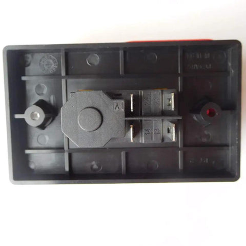Heavy Hitter Industrial Electromagnetic Push Button Switch With Safety Emergency Cover For Table Saws And Planers Pro Shop Grade 120V 16A paddle control top view.