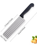 Front view of Fyigoto stainless steel potato crinkle slicer with black handle