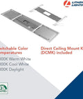 Ultra Bright 1x4 LED Flat Panel Ceiling Light With Switchable CCT 3500K 4000K 5000K 4000 Lumens and ceiling mount kit