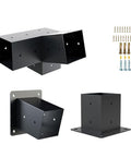 Slanted Roof Pergola Bracket Kit For DIY Woodworks 4x4 Post Base One Third Way Corner Bracket With 15 Degree Tilt Weatherproof Wall Mount