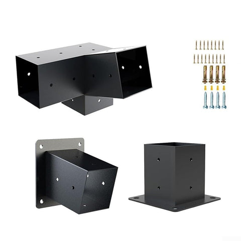 Slanted Roof Pergola Bracket Kit For DIY Woodworks 4x4 Post Base One Third Way Corner Bracket With 15 Degree Tilt Weatherproof Wall Mount