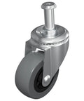 Close-up of 2-inch heavy-duty swivel caster with M8x20 stem, grey wheel and metal housing