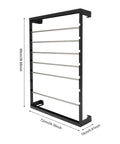 Six Rod Wall Mounted Wire Spool Rack With Adjustable Spacing Built Badass Tough For Garage Or Shop side view showing dimensions and design
