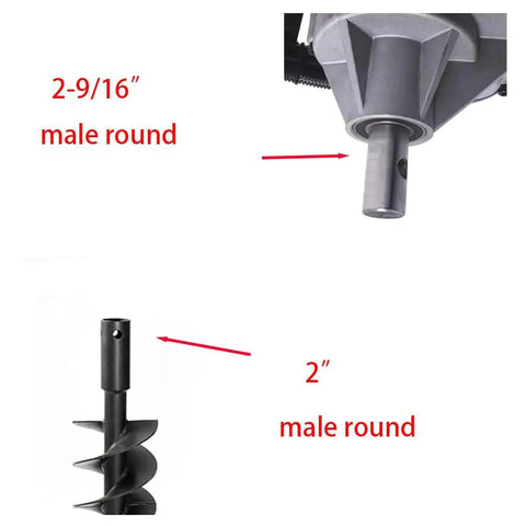 Heavy Duty Auger Adapter Converts Two And Nine Sixteenths Inch Female Round To Two Inch Male Round Shaft With Bolt Pin