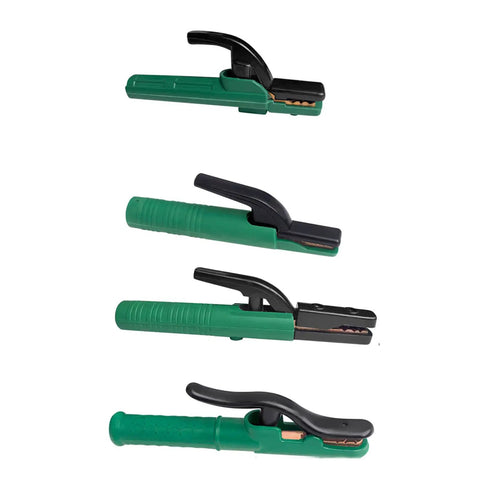 Heavy Duty Copper Welding Clamp Holder For 300 To 1000 Amps, green handles, safe grip for auto repair and DIY projects.