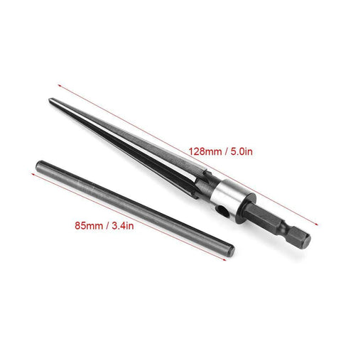 T-handle tapered reamer tool, 3–13 mm range, 1/4-inch hex shank, 45# steel, side view