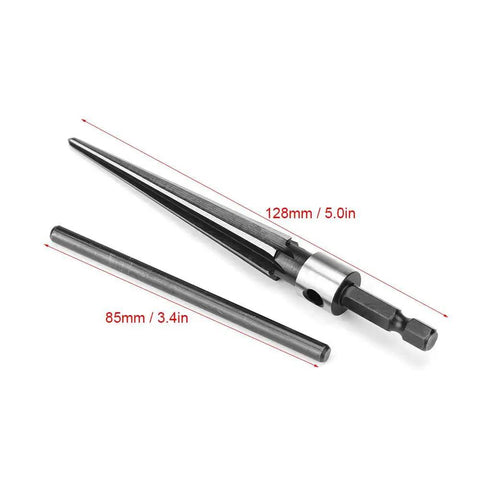 Hand Reamer Tool with T Handle for Pin Holes, hex tapered reamer drill bit, high speed steel, 128mm length and removable 85mm handle
