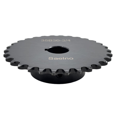 35B30 Roller Chain Sprocket For ANSI 35 Chain, 30 Teeth, Type B, Three Quarter Inch Bore, Three Eighths Inch Pitch, Hardened 1045 Carbon Steel