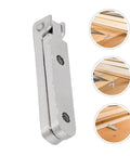 12 Piece Zinc Alloy 90 Degree Miniature Hinges For Jewelry Boxes Cabinets Small Chests And Wooden Cases DIY Crafts Made For Corner Installations And Space Saving Cabinet Hardware shown in use and close-up.