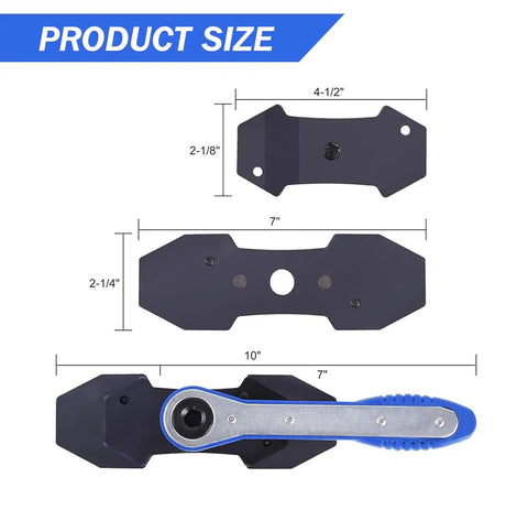 Brake Caliper Press Tool With 360 Degree Swing Ratchet Piston Spreader And 2 Extra Steel Plates Heavy Duty Caliper Compression Tool With Caliper Hangers For Cars SUVs And Trucks showing product dimensions