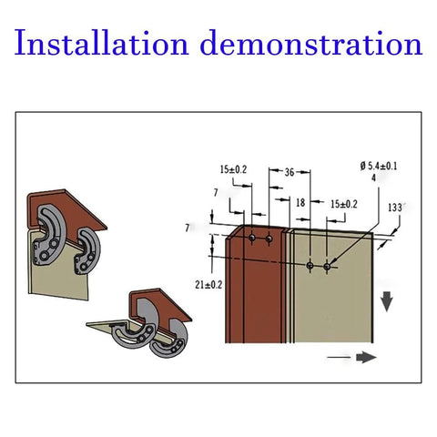 Industrial Grade Concealed 90 Degree Cabinet Hinge Set installation diagram for electromechanical cabinets and server racks.