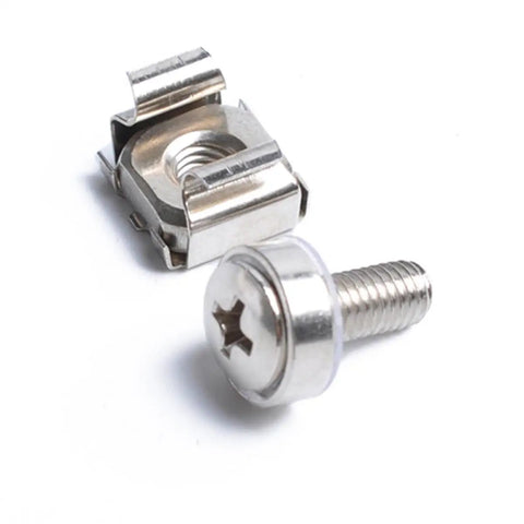 Two Sets Square Hole Cage Nuts With Mounting Screws And Washers, Nickel Plated Iron, Heavy Duty And Easy Install, Corrosion Resistant