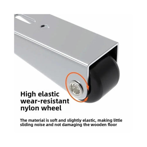 Built Like A Tank Heavy Duty Outdoor Gate Support Wheel Low Profile Roller detail showing high elastic nylon wheel for wooden shed doors.