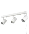 Three Light Plug In Track Lighting With Adjustable Heads In Matte White Finish 22 Inch Length 15 Foot Cord With In Line Switch