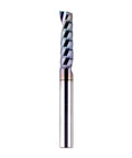 SpeTool O-flute CNC router bit, 1/4 in shank, 1 in cutting length, single flute with long-life coating front view