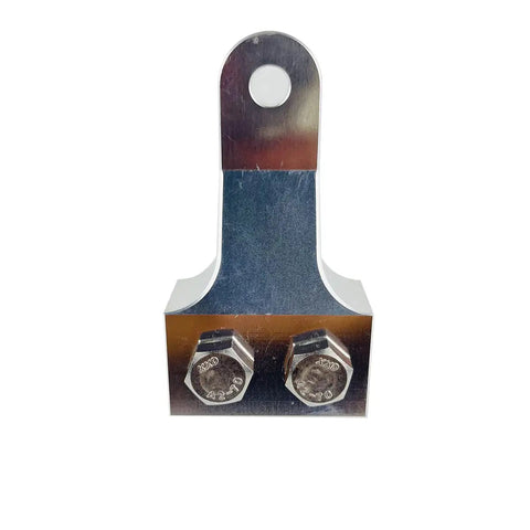 Dual Input Lugs 2 Point Alternator Distribution Block For 1 0 2 0 Cables With 8mm Mounting Holes Beefy Aluminum 6061 High Conductivity Silver Finish Includes 2 M8 Hardware For Trucks Cars RVs Off Road SxS, front view