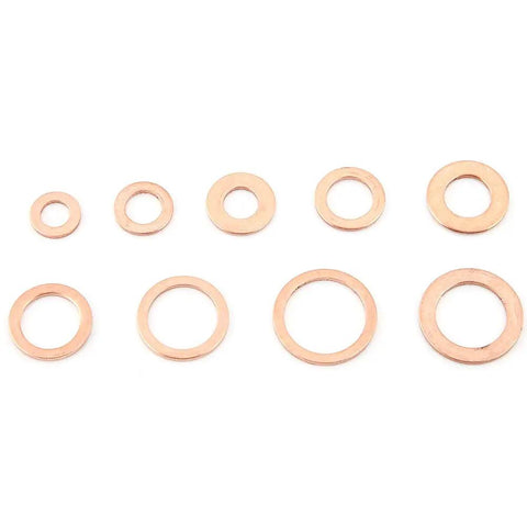 Awesome 200pc Copper Flat Washer Gasket Assortment Kit For M5 Through M14 Solid Sealing Washers Perfect For Sump Plugs Fuel Lines And Hydraulic Fittings With A Nifty Compact Storage Case To Keep Your Shop Organized And Ready For Any Heavy Duty Job Today. Copper flat washers in assorted sizes
