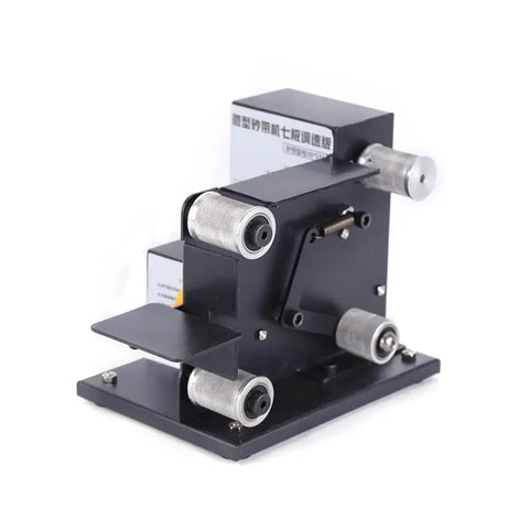 Heavy Duty Mini Bench Belt Sander delivers slick seven speed precision with steel housing and adjustable platform.