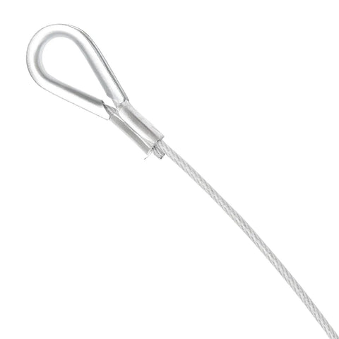 Close-up of Heavy Hitting Trailer Tailgate Lift Assist Replacement Spring Kit cable end, showing durable metal loop and strong wire design.