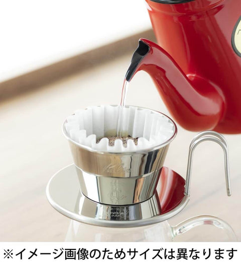 Tsubame WDS185 Stainless Steel Coffee Dripper For 2 To 4 Folks With Wave Filter 185 Made In Japan on glass carafe