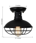Industrial Farmhouse Ceiling Light Fixture With Metal Cage Shade Copper Finish Close To Ceiling Mount E26 Base For Hallway Kitchen Foyer Porch Rustic Black Metal Glow And Cozy Vibe