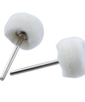 Premium Wool Felt Buffing Wheels With 3mm Shank For Rotary Tools, Soft Polishing Heads on metal shafts.
