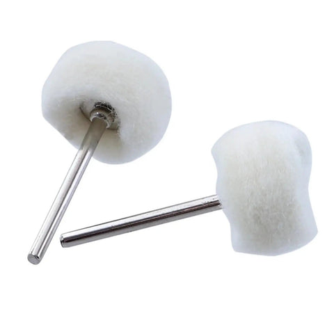 Premium Wool Felt Buffing Wheels With 3mm Shank For Rotary Tools, Soft Polishing Heads on metal shafts.