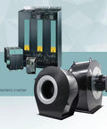 G3G280Br04M7 Bad Boy Centrifugal Fan with brushless servo motor beside Siemens inverters for industrial ventilation.