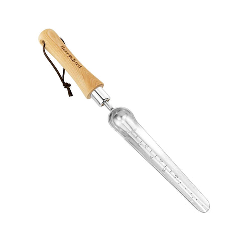 Seed Dibber Tool With Measuring Scale And Stainless Steel Tip Wooden Handle For Precise Seed Planting Transplants Bulbs Garden Trowel
