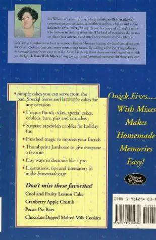 Quick Fix Baking Cookbook With 250 Plus No Fuss Recipes For Making Silly Simple Cakes Flaky Pies Chewy Cookies And Killer Dessert Bars Using Basic Grocery Store Mixes back cover showing dessert ideas and recipes.