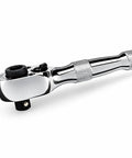 Stubby 1/4 Inch Ratchet Wrench With Quick Release, Reversible 72 Tooth Mechanism, Compact 3.5 Inch Tool, Chrome Vanadium