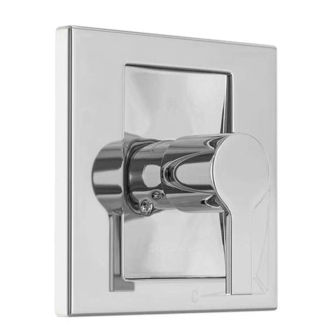 Close-up of Modern Single-Handle Tub and Shower Faucet in Chrome with durable brass valve, sleek contemporary design