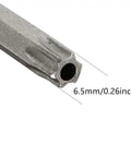 Top Shelf 1/4 Inch Hex Shank T40 Torx Security Screwdriver Bits 10 Pack, close-up of 6.5mm S2 steel tip for precision use.