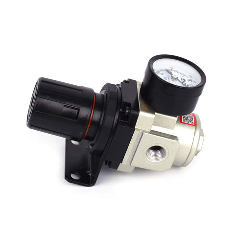 Female Thread 3/8 NPT Air Pressure Regulator 0-150 PSI Adjustable With Bracket And Gauge Aluminum Alloy Body