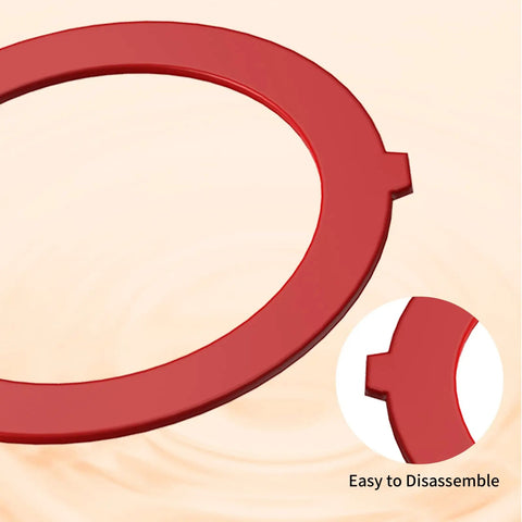Red silicone Canister Flush Valve Seal Kit for Toilet Tank, leak-free, chlorine-resistant, showing gasket alignment, 2 pack fits K-4436.