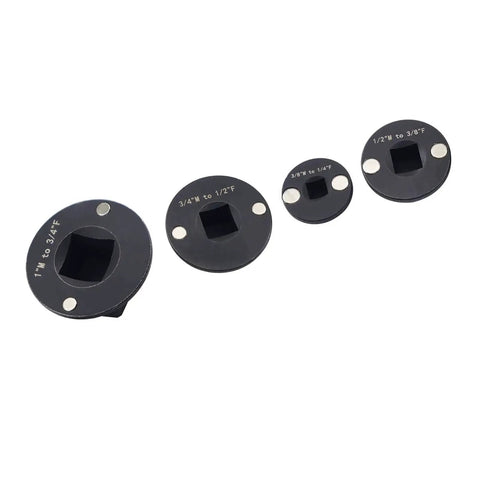 Drive Reducing Socket Adapter Set 4 Piece Low Conversion Kit Inch To 3/4 3/4 To Half Half To 3/8 3/8 To Quarter Drive For Automotive Machinery And Tight Space Repairs Where You Need Some Serious Muscle Now, Cr Mo steel