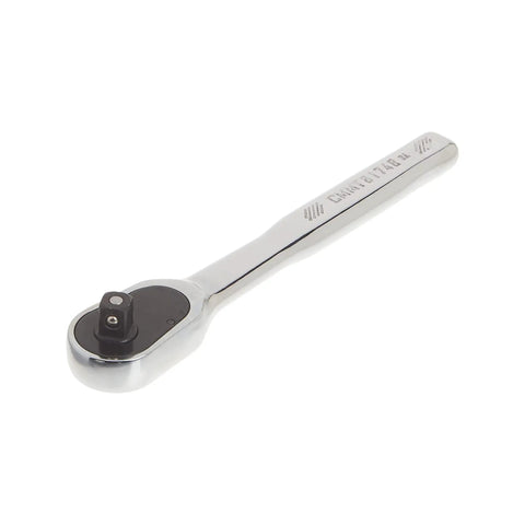 Three Eighths Inch Drive 72 Tooth Pear Head Ratchet Wrench, Corrosion Resistant Chrome Finish, minimal arc swing visible