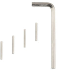 No Sweat Install Heavy Duty Self Closing Door Hinge Pin Replacement Kit featuring adjustable spring tension, hex wrench, and steel pins.