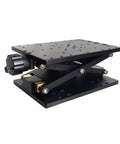 Motorized Rotary Positioning Stage SD410 Z-Axis Pro Grade Lifting Table, black metal, showing 120mm stroke, side view