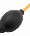 Black rubber dust blower with yellow nozzle, part of the Dope Dust Blower And Air Cleaner For DSLR Cameras Camcorders And Lenses Kit
