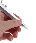 High-Accuracy Digital Calipers Pen 100mm Measuring Tool held in a hand, showcasing its silver metal design and ergonomic grip.