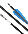 12 Pack 30 Inch Archery Aluminum Arrows With Spine 300, blue feather, showing aluminum shaft and nickel plated tip components