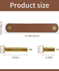 Product dimensions for Six Piece Leather Drawer Pulls Set In Brown With Gold Rivet Screws, 4.72 Inch Soft Cabinet Dresser Handles.