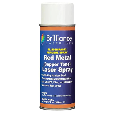 Copper Tone Red Laser Marking Spray For Metal Engraving 12 Oz Aerosol Pro Grade That Delivers Permanent High Contrast Marks On Stainless Steel And Other Metals Compatible With Fiber YAG Diode And CO2 Laser Engravers in a blue can front view