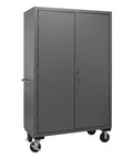 Rock Solid Locking Mobile Storage Cabinet With Four Adjustable Shelves And Flush Steel Doors 48 Inches Wide gray rolling locker on wheels.
