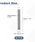 20 Pack Stainless Steel Extension Springs With Dual Hooks For DIY Home Furniture Repair dimensions and details shown